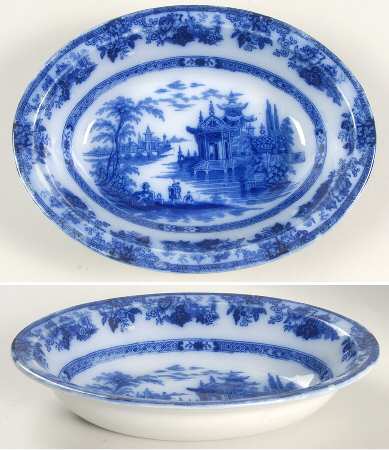 Madras (Flow Blue) 9" Oval Vegetable Bowl