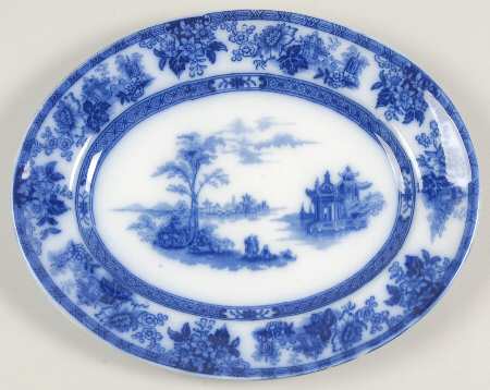 Madras (Flow Blue) 9" Oval Serving Platter