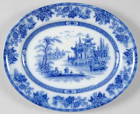 Madras (Flow Blue) 10" Oval Serving Platter