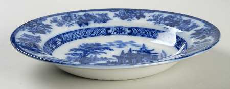 Madras (Flow Blue) Large Rim Soup Bowl