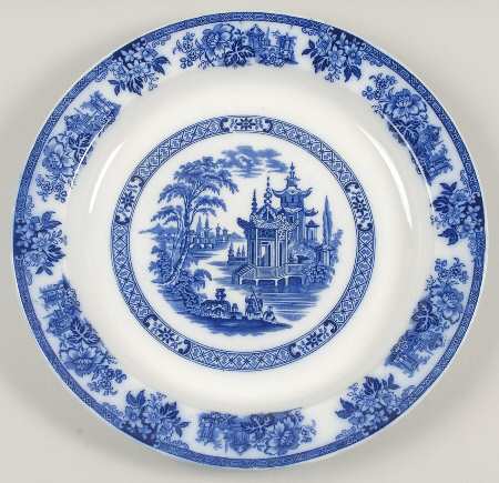 Madras (Flow Blue) 12" Chop Plate (Round Platter)