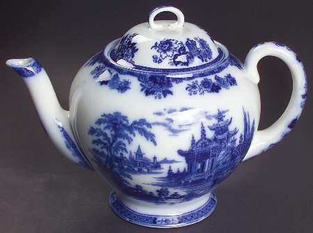 Madras (Flow Blue) Teapot & Lid