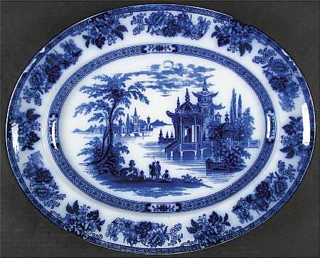 Madras (Flow Blue) 17" Oval Serving Platter