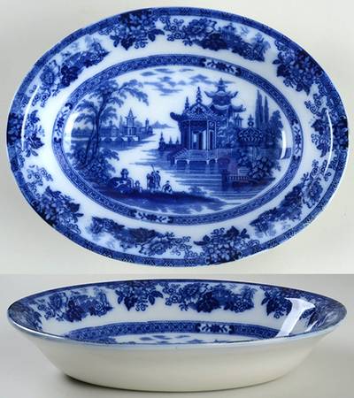 Madras (Flow Blue) 8" Oval Vegetable Bowl