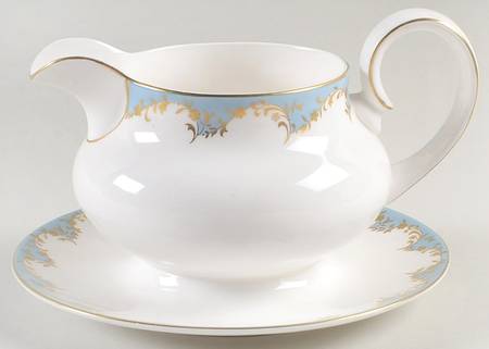 Marlborough Light Blue Gravy Boat with Attached Underplate