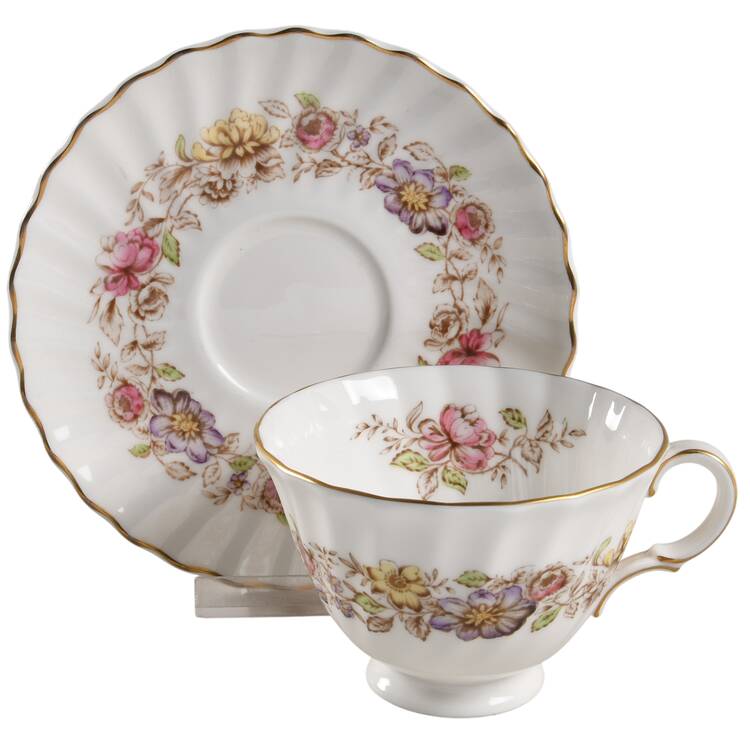 Mayfair Brown, Multicolor Footed Cup & Saucer Set by Royal Doulton