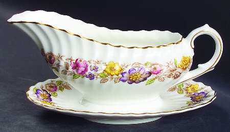 Mayfair Brown, Multicolor Gravy Boat with Attached Underplate
