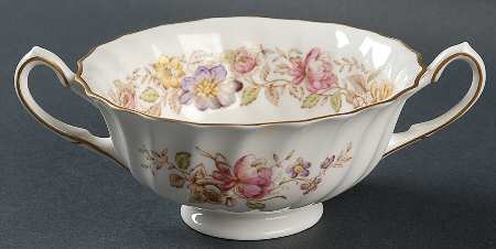 Mayfair Brown, Multicolor Footed Cream Soup Bowl