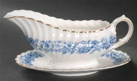 Mayfair Blue Gravy Boat with Attached Underplate
