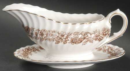 Mayfair Brown Gravy Boat with Attached Underplate