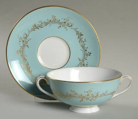 Melrose Footed Cream Soup Bowl & Cup Saucer Set