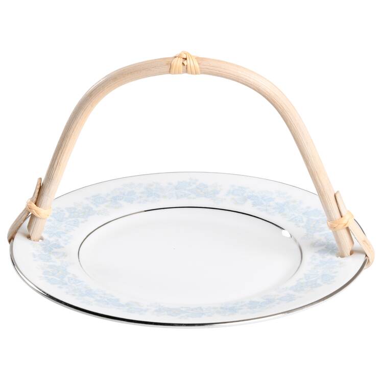 Meadow Mist 5 3/8"-5 5/8" Bamboo Handled Serving Plate  HC