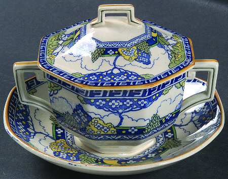 Merryweather Cream Soup Bowl & Saucer Set with Lid
