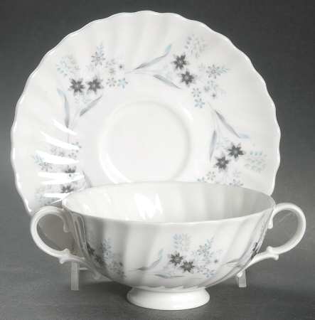 Millefleur Footed Cream Soup Bowl & Cup Saucer Set