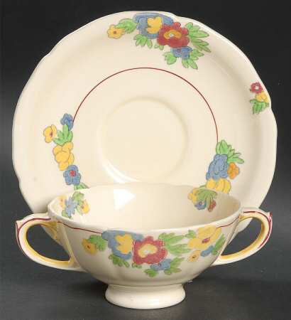 Minden Footed Cream Soup Bowl & Saucer Set