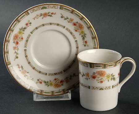 Mosaic Garden Flat Demitasse Cup & Saucer Set