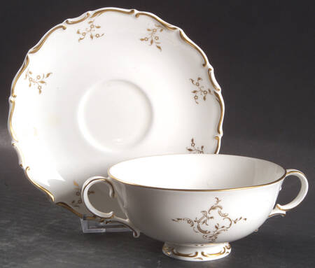 Monteigne Footed Cream Soup Bowl & Cup Saucer Set