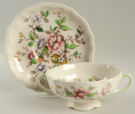 Monmouth Footed Cream Soup Bowl & Saucer Set