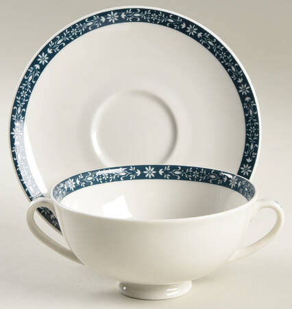 Moonstone Footed Cream Soup Bowl & Saucer Set