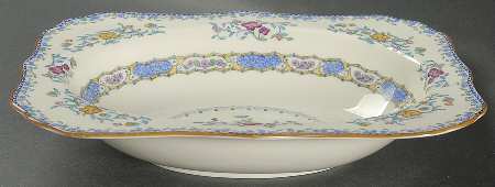 Morella Blue (H2878, Dark Cream Background) 9" Oval Vegetable Bowl