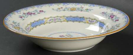 Morella Blue (H2878, Dark Cream Background) Rim Soup Bowl