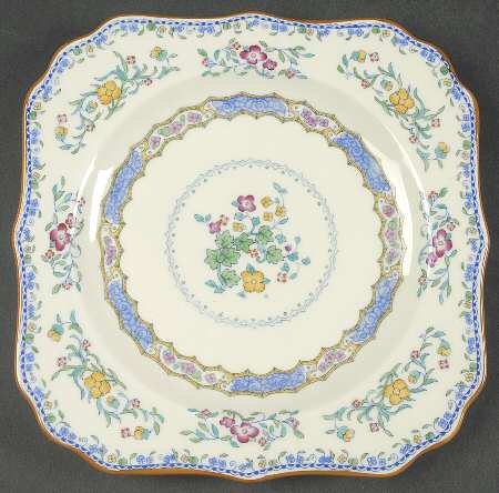 Morella Blue (H2878, Dark Cream Background) Square Luncheon Plate