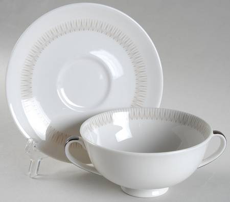 Morning Star Footed Cream Soup Bowl & Saucer Set