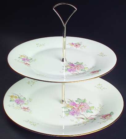 Mystic Dawn Pink 2-Tiered Serving Tray (Dinner & Luncheon Plates)