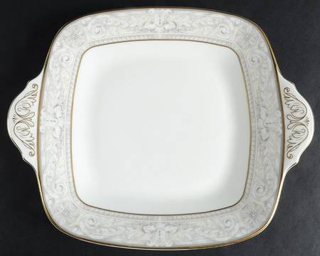 Naples (Gold Trim) Square Handled Cake Plate