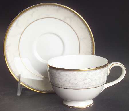 Naples (Gold Trim) Footed Cup & Saucer Set