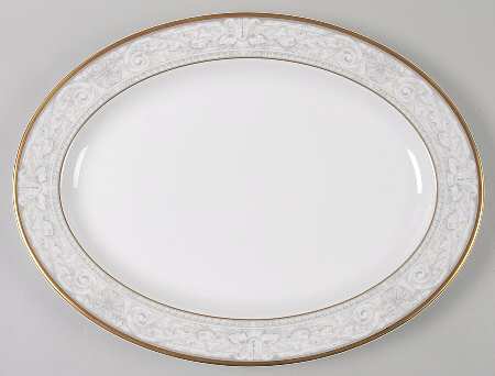 Naples (Gold Trim) 16" Oval Serving Platter