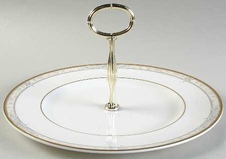 Naples (Gold Trim) Round Serving Plate with Handle (DP)