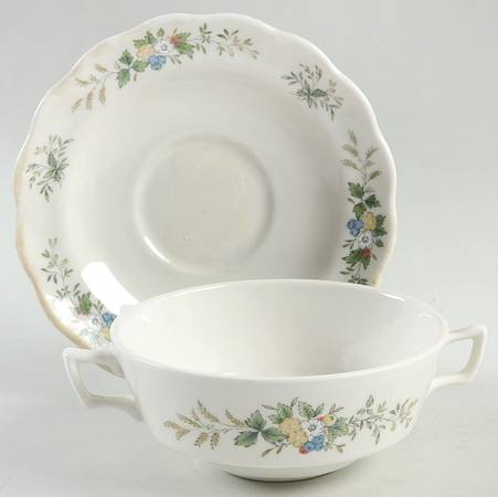 New Hampshire Flat Cream Soup Bowl & Saucer Set