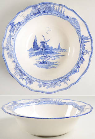 Norfolk Blue (D6294, Scalloped) Round Vegetable No Lid