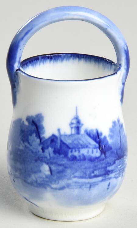 Norfolk Blue (D6294, Scalloped) Miniature China Basket with Handle