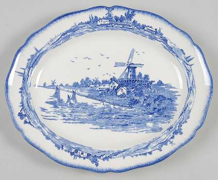 Norfolk Blue (D6294, Scalloped) 11" Oval Serving Platter