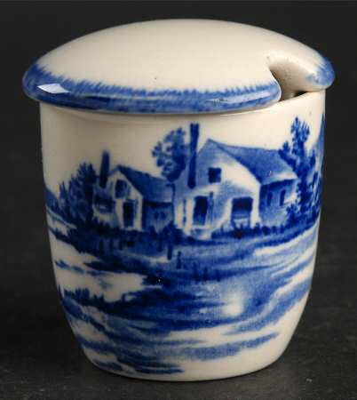 Norfolk Blue (D4209. Scalloped) Mustard Jar & Lid