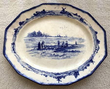 Norfolk Blue (Multisided) 16" Oval Serving Platter