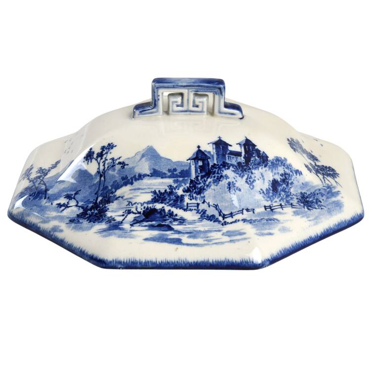 Norfolk Blue (Multisided) Lid for Small Round Vegetable