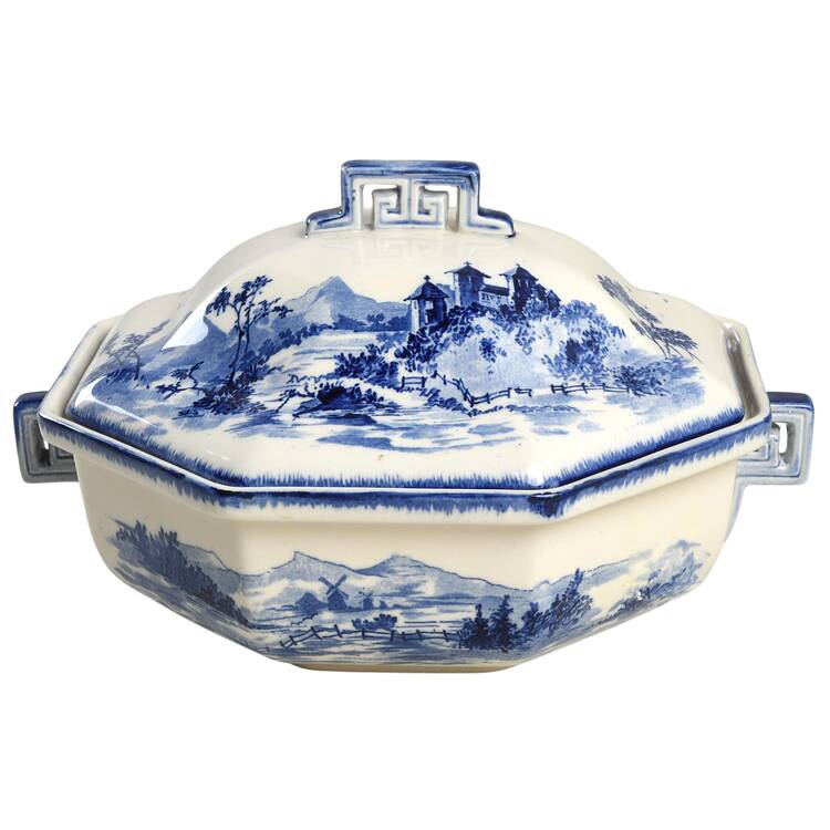 Norfolk Blue (Multisided) Small Round Covered Vegetable by Royal Doulton
