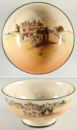 Old English Coaching Scenes 7" Footed Bowl