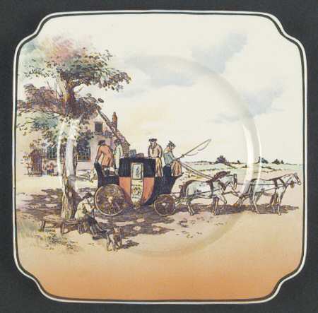 Old English Coaching Scenes Square Bread & Butter Plate