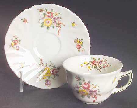 Old Leeds Spray Flat Cup & Saucer Set
