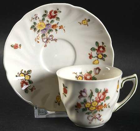 Old Leeds Spray Flat Demitasse Cup & Saucer Set