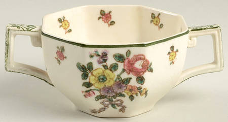 Old Leeds Spray Flat Bouillon Cup