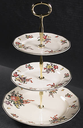 Old Leeds Spray 13 7/8"-14 1/4" 3-Tiered Serving Tray(DP,SP,BB) HC