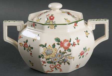 Old Leeds Spray Sugar Bowl & Lid
