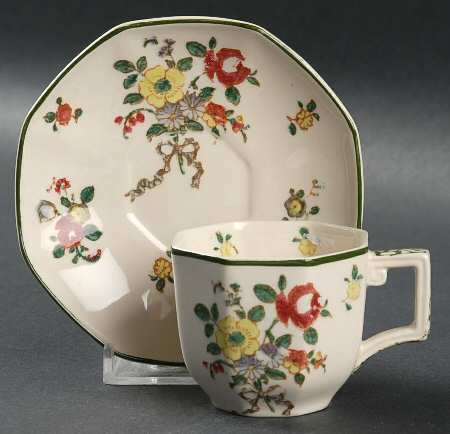Old Leeds Spray Flat Demitasse Cup & Saucer Set