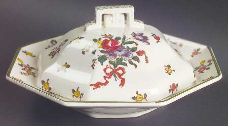 Old Leeds Spray Round Covered Butter with Strainer