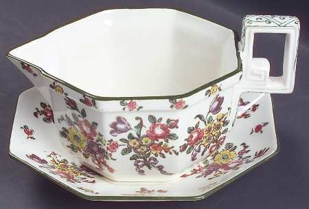 Old Leeds Spray Gravy Boat & Underplate